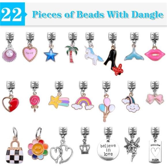 150 Pieces Charm Bracelet Making Kit,Unicorn Mermaid Crafts Gifts Set - Picture 2 of 7